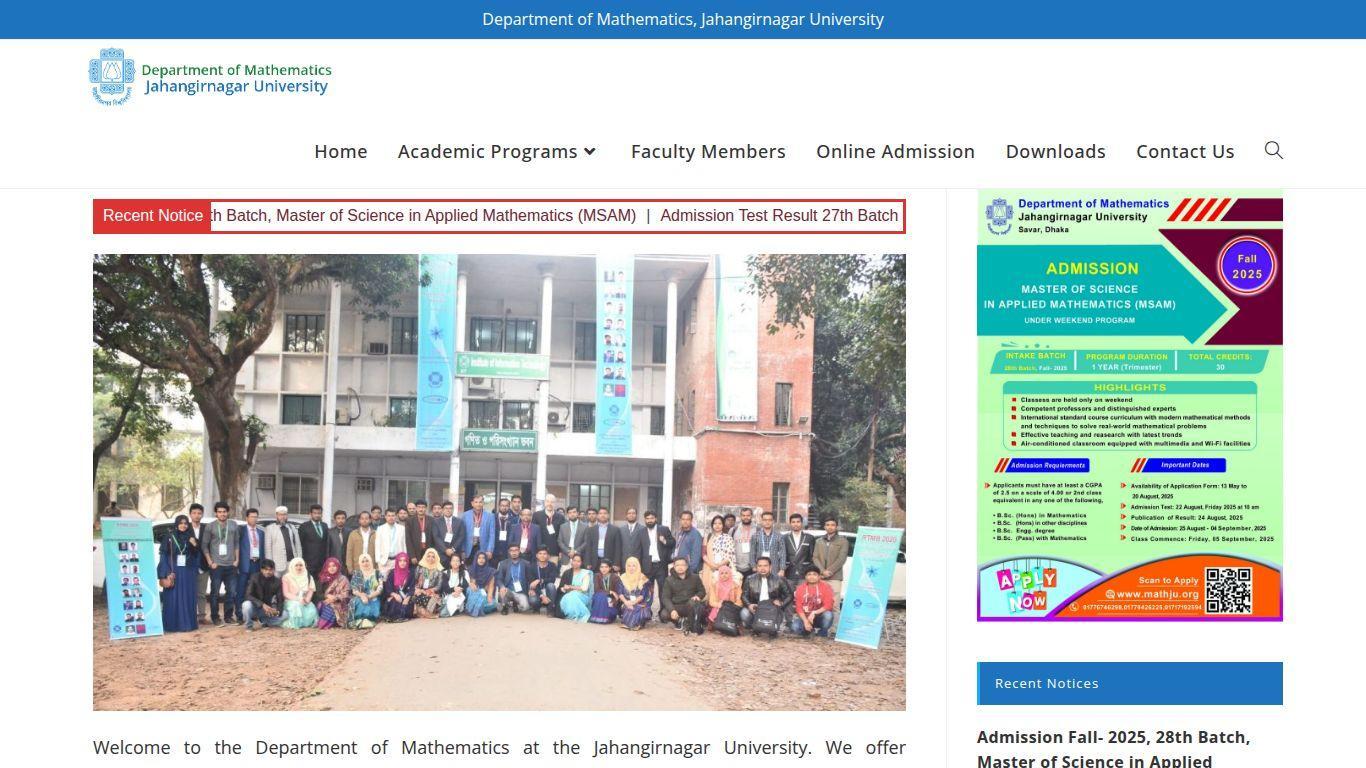 Jahangirnagar University | Dept. of Mathematics